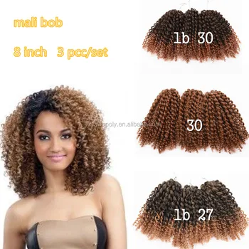 3 Pcs 8 Ombre Afro Kinky Curly Mali Bob Twist Braiding Hair