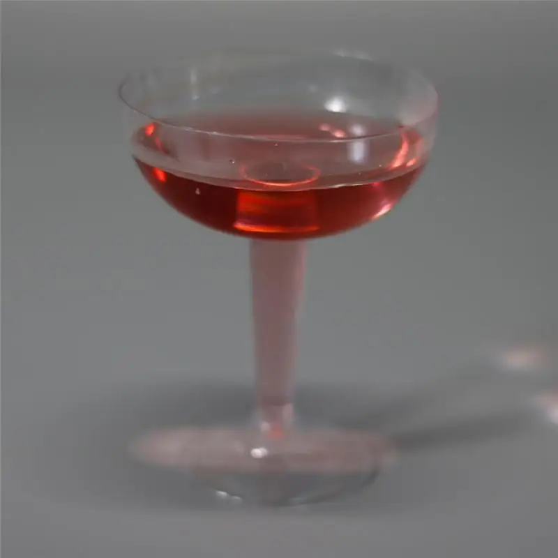 red plastic martini glasses