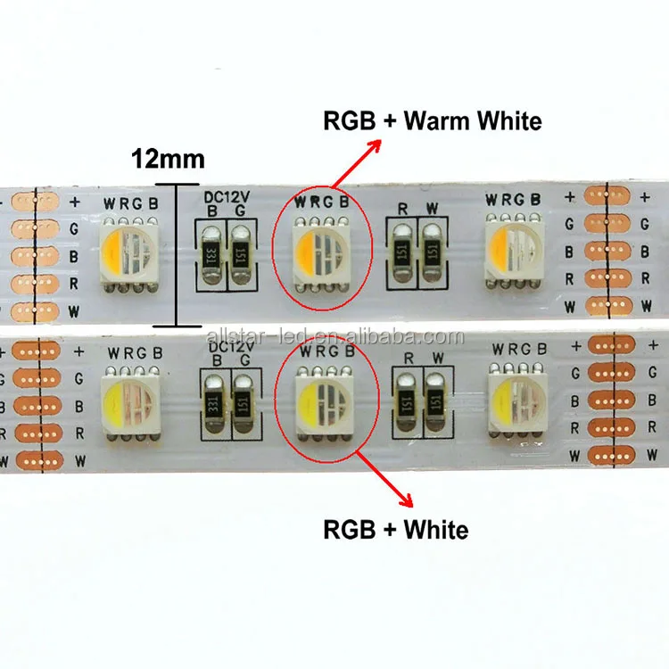 Dc12v Rgbww/rgbw Smd Led Strip Light 60led/m 4 Chip In 1 Led 5050 Led ...