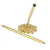 Antique Holder Accessories Desktop Pen Stand for Office Decorative Golden Silver Hollow Round Metal Flower Holder