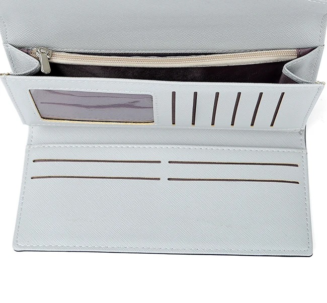7055-3 folded guangzhou factory grey color saffiano PU leather wallets