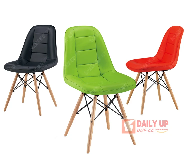 Leather Seat Dining Chair with Wooden Leg Color PU Lounge Chair For Rest Reception Living Room Chair for Sale