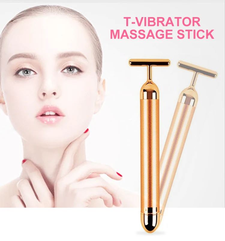 Home use 24k gold bar facial vibration massager beauty