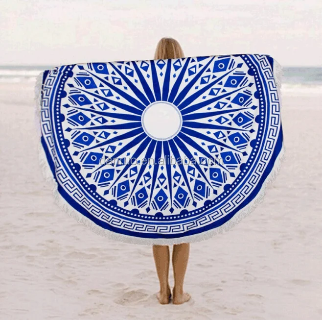 Factory Outlet Cotton Circular Beach Towel Cashmere Printing Round