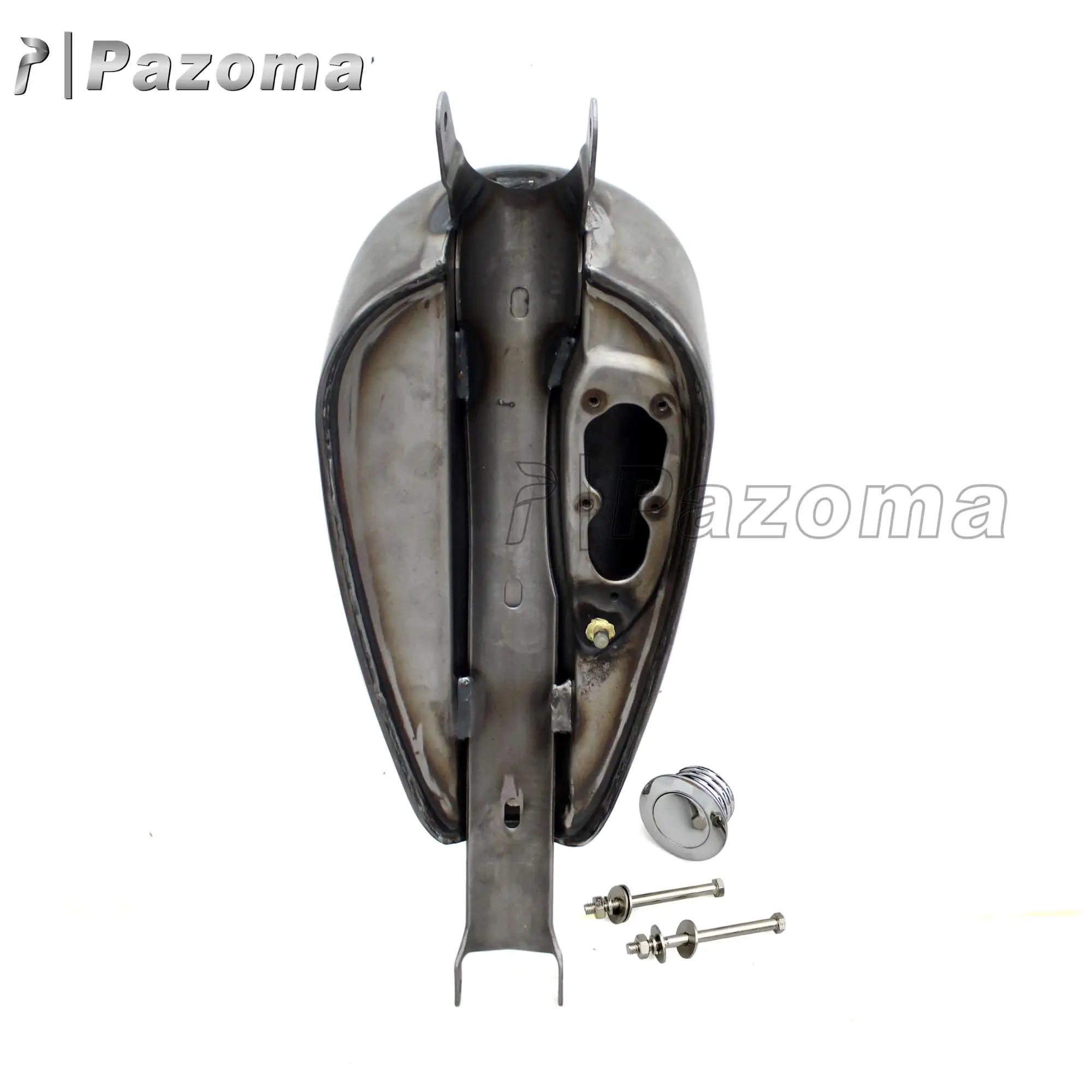 Pazoma Raw Steel 2.4 Gallon Gas Fuel Tank For Harley Sportster Xl