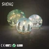 SHENG-GL-009 Indoor Used Painted Tree and Deer Crackle Glass Light Ball Christmas Light Decoration