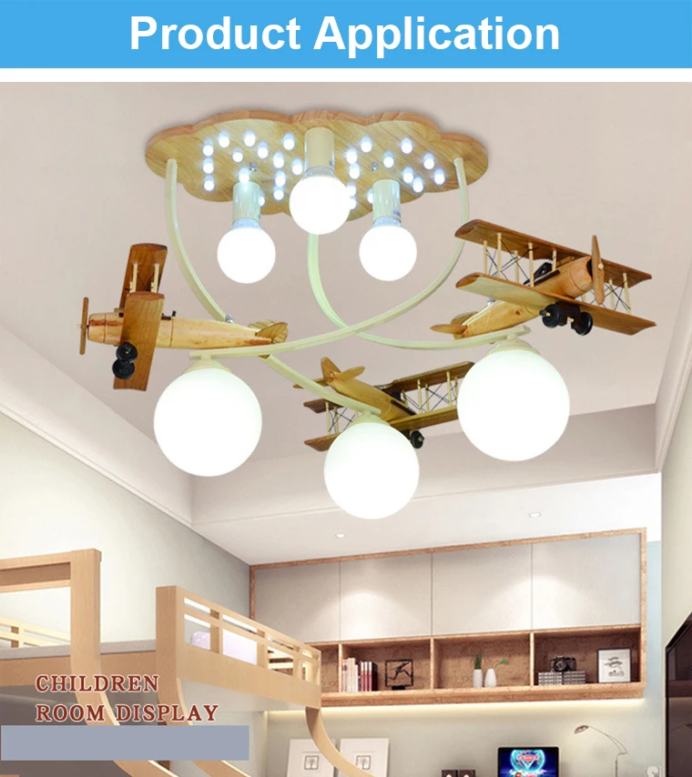 Creative wood plane lights Christmas gift European children's bedroom ceiling lamps boys room lights kindergarten led lighting