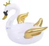 Pool Central Inflatable White Gold Sparkle Shine Swan 45 Inch Pool Float