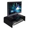 Clear Black Acrylic TV or Monitor Bridge Stand Computer Screen Riser Display Rack Stand with Keyboard Storage