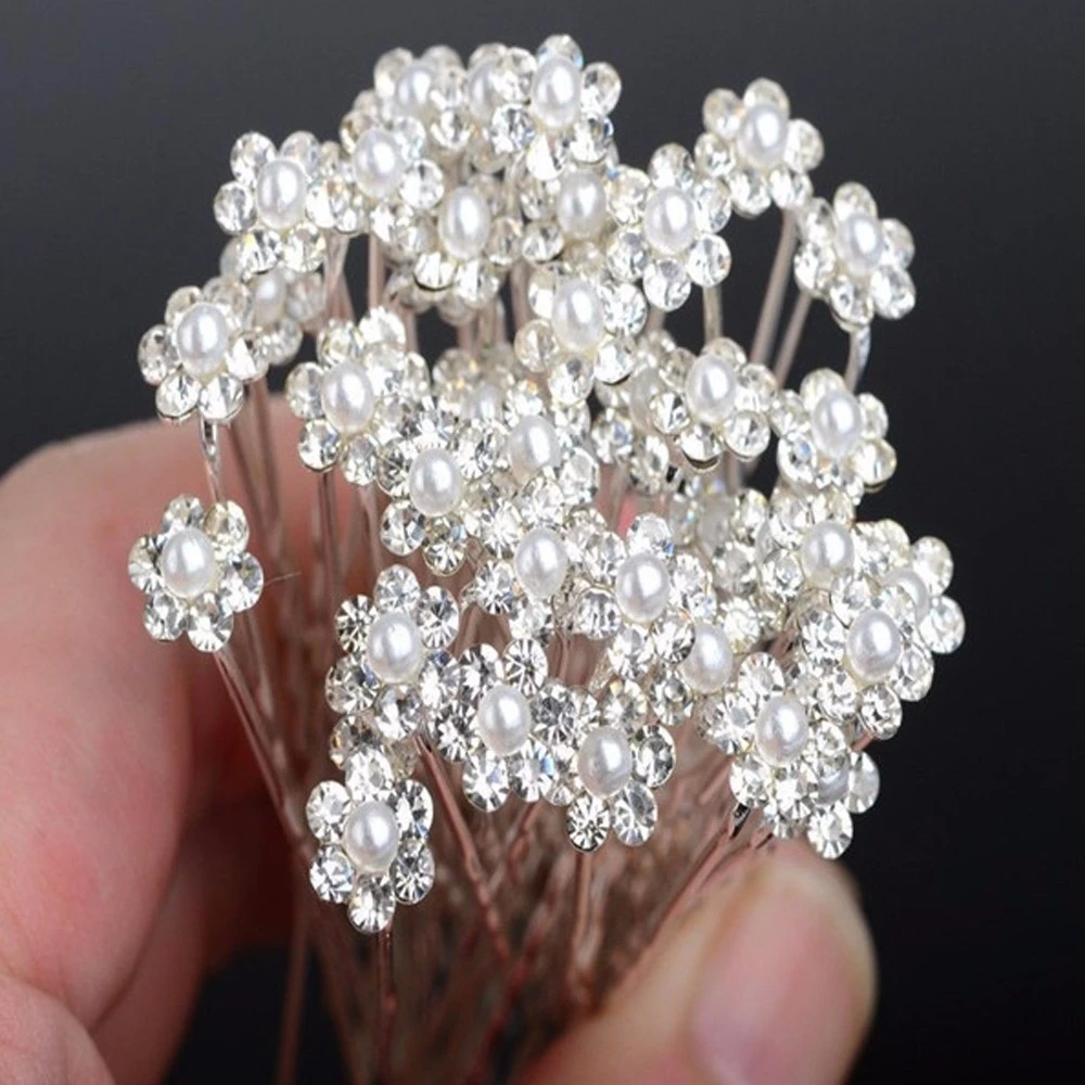 Bridal Hair Comb Flower Pins Wedding Clip Crystal Rhinestone Hairpins