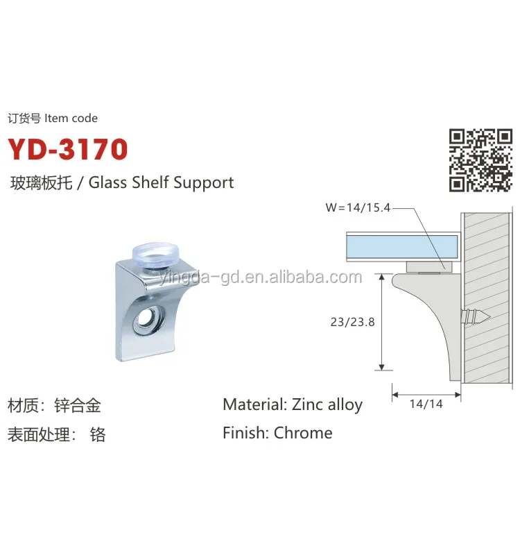 Yd3170 12.6g Big Right Angle Glass Shelf Support Pins Glass Button