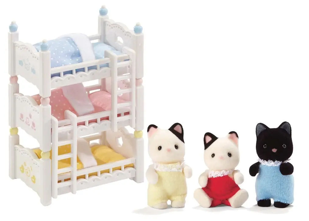 Buy Calico Critters Tuxedo Cat Triplets And Triple Baby Bunk Beds