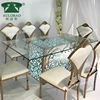 Modern design tempered glass dining table 10 chairs set