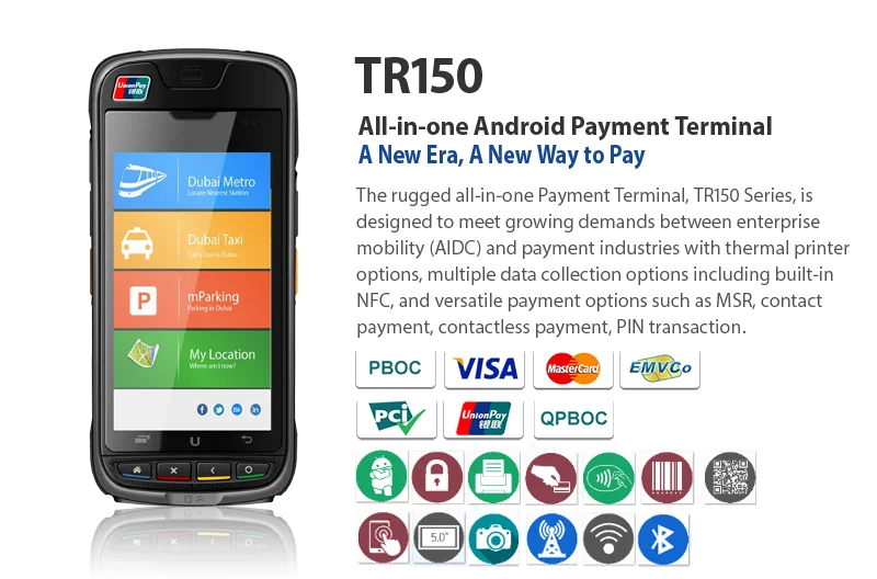 emv barcode scanner NFC IC Card reader Smartcard reader android handheld pos terminal