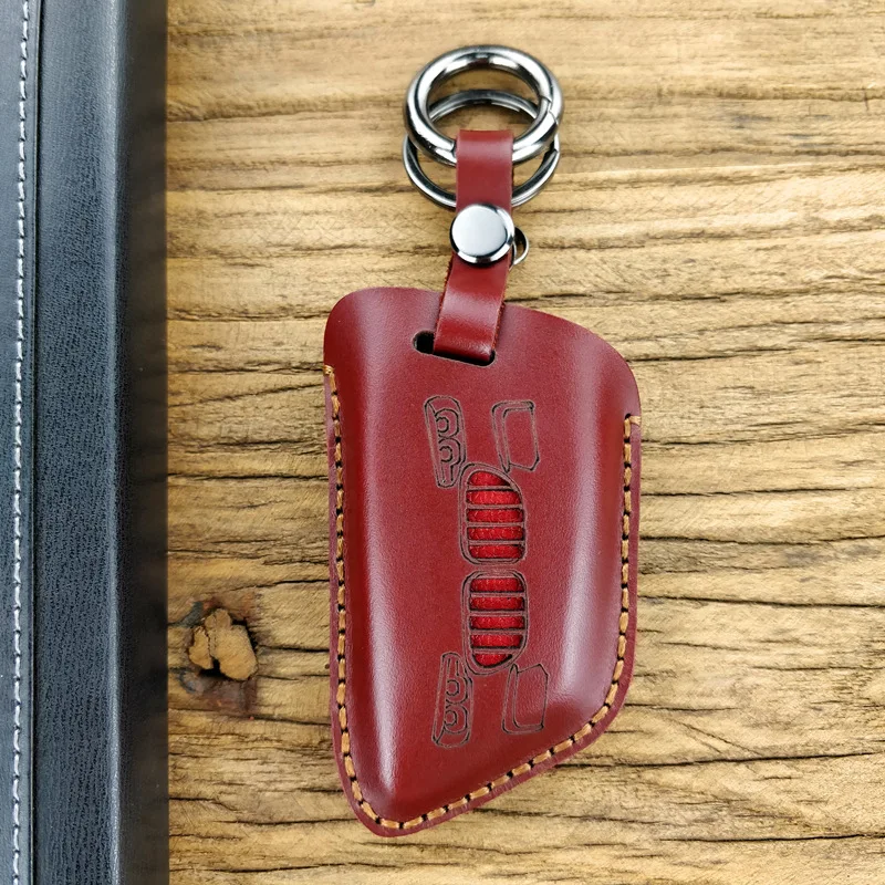 brown leather key case