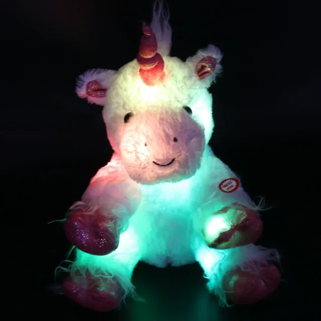 unicornio de peluche con luz