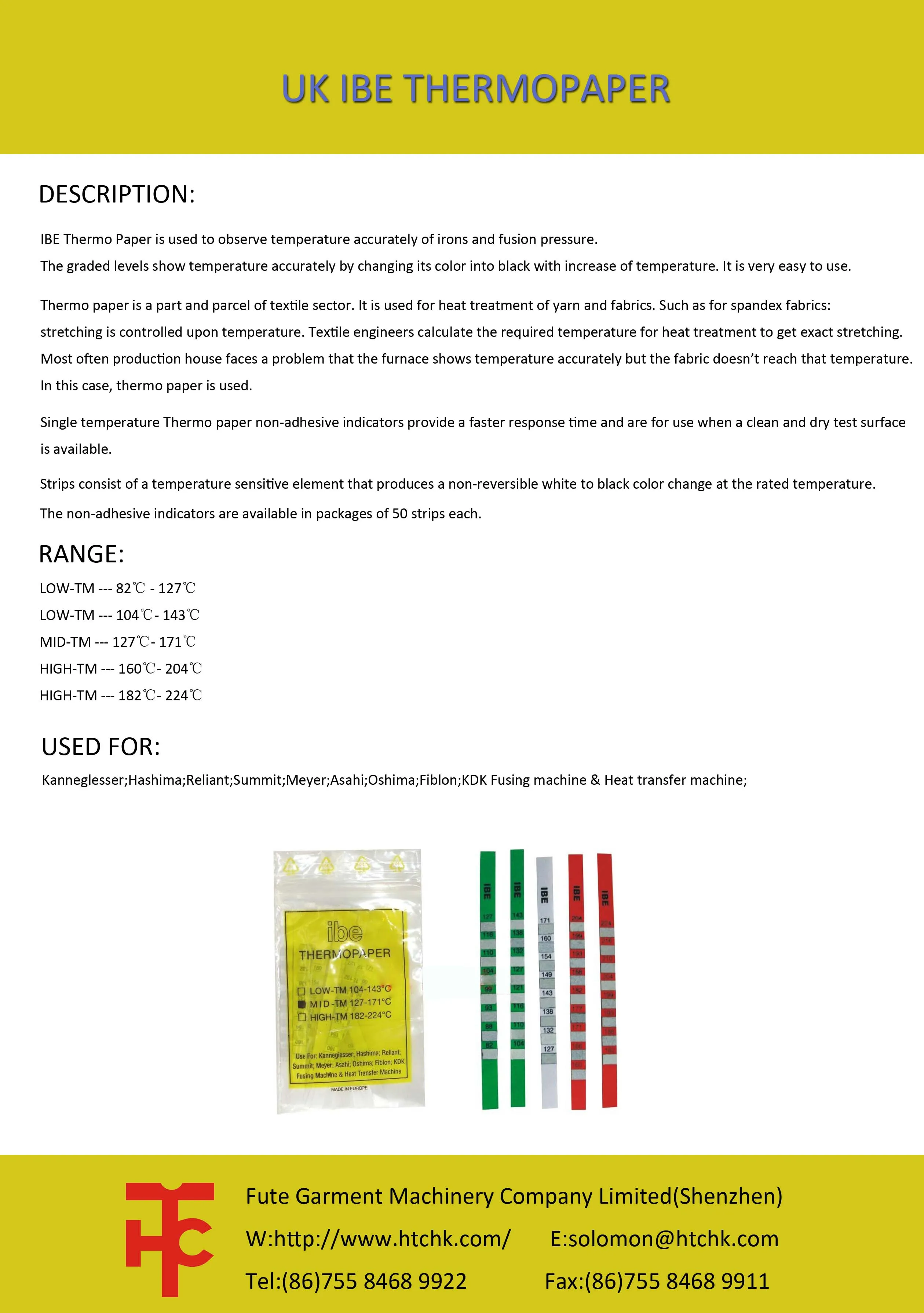 Ibe Thermo Paper Temperature Transfer Indicator Test Paper Buy