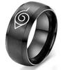 Custom made wholesale IP plating black stainless steel rings mens laser engraved Anime Naruto Rings