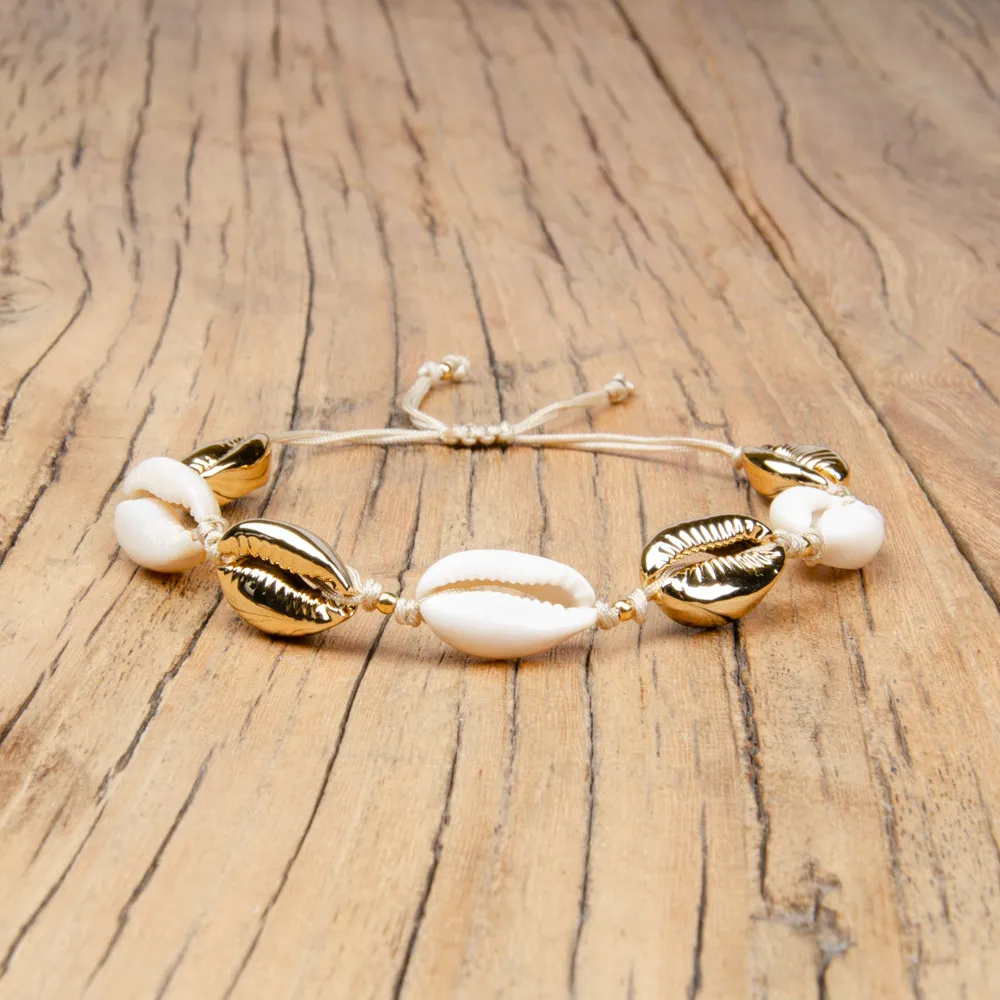 b-b180212 moyamiya 服装珠宝金贝壳手镯儿童夏季海滩风廉价贝壳颜色