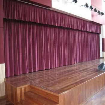 Remote Control Blackout Fireproof Motorized Stage Curtain - Buy Motorized Stage Curtain,Black