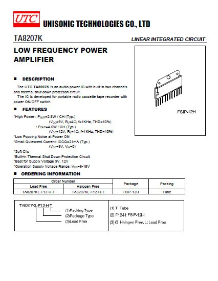 Ta8207k схема усилителя
