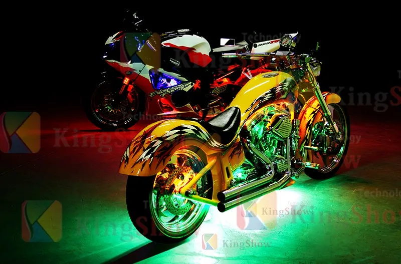 12V Motorcycle 5050 RGB LED Strip Light 6PCS Muti Color LED Strip Kit with Remote Controller