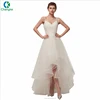 2018 Spaghetti Straps Simple V Neck Tulle Short Front Long Back Sexy Wedding Gowns