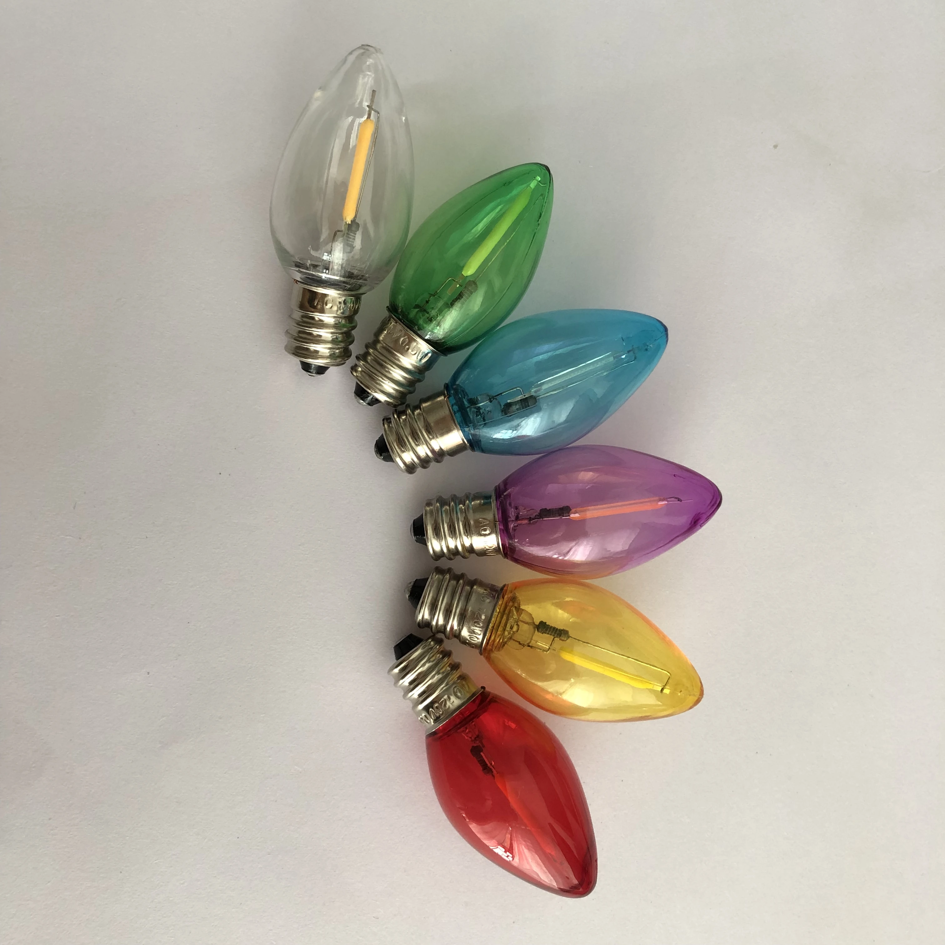 LED C7 C9  E12 E14  110V 220V Mini Glass LED Replace Night Light christmas decoration dimmable 0.5W 1w filament led bulb