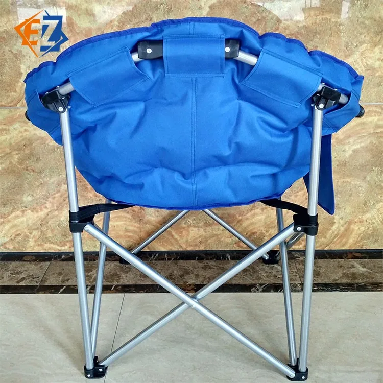 Camping Folding Oversized Padded Moon Saucer Chair With Storage And