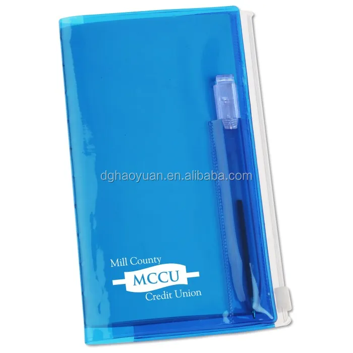 Clear Vinyl Cover Plastic Pocket Notebook With Pen Holder Buy Pocket