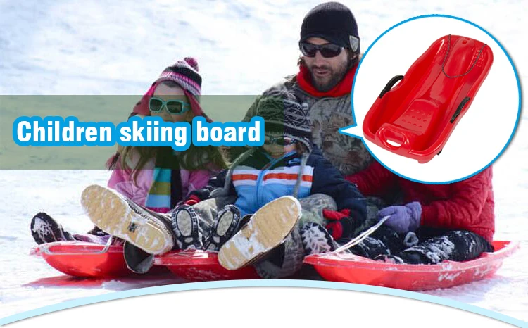KIDS SNOW SCOOTER SKI SLEDGE FOLDABLE PLASTIC SNOWBOARD BOARD NEW RED BLUE 