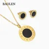 Yupoo Cremation Round Crystal Blacking Urn Pendant Necklace Gold Plated Black Shell Round Circle Brand Jewelry Set
