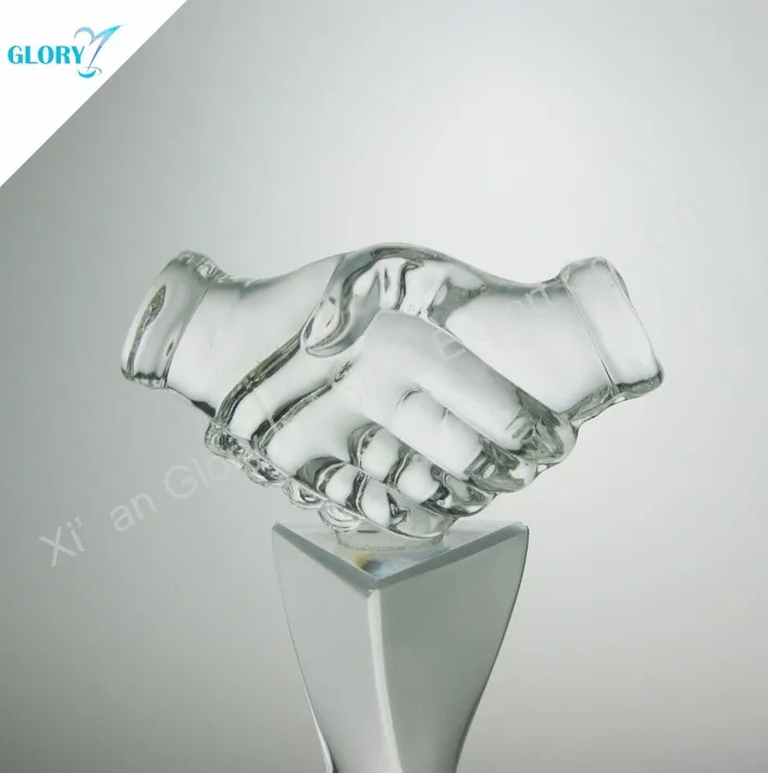 China Supplier Crystal Crafts Gifts Handshake Crystal Trophy Buy