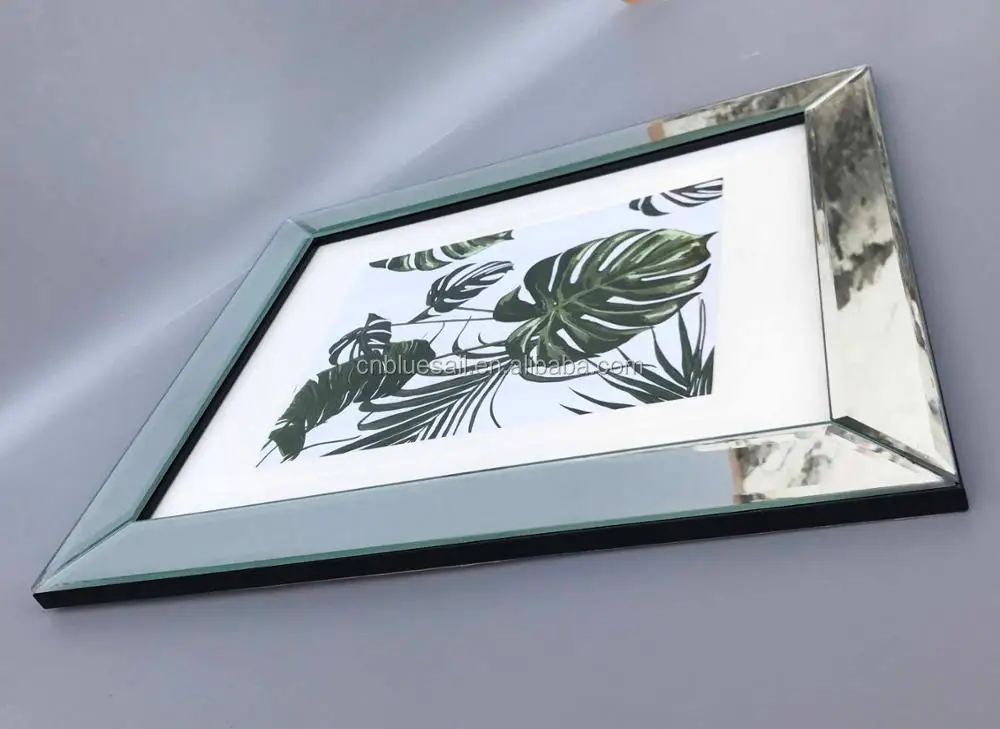 Beveled Mirror Picture Frame,Plastic Frame Sticky With Mirror,11x14