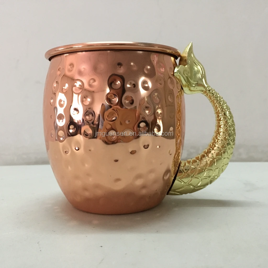 Fishtail Shaped Cup Stainless Steel Copper Hammered Mule