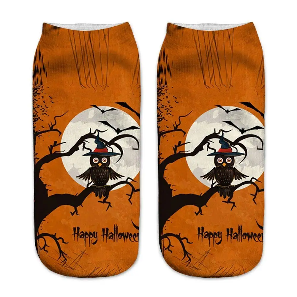 Casual Work Business Socks 3D Halloween Pumpkin Printing Medium Sports Socks