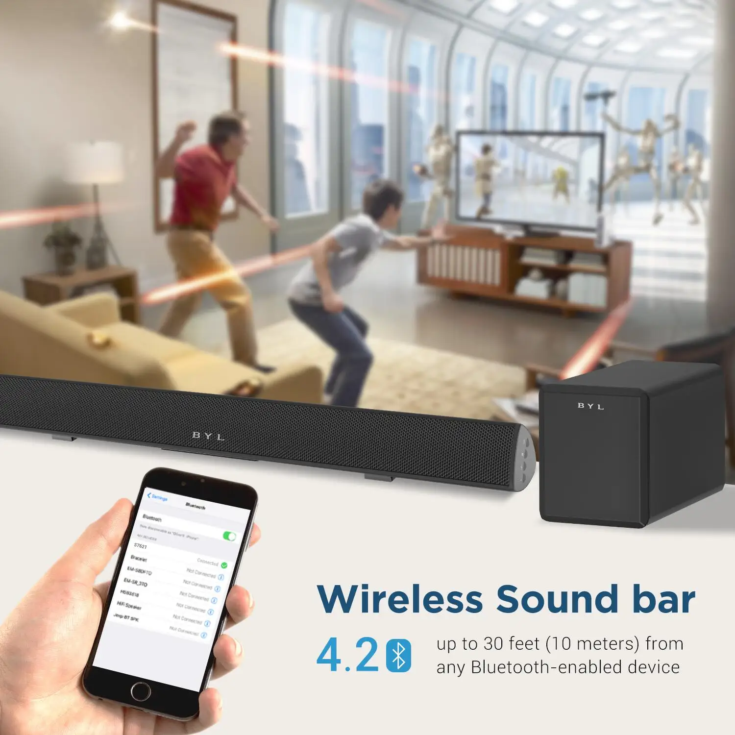 Portable sound bar with Subwoofer for Home TV/Cellphone/Home Theatre