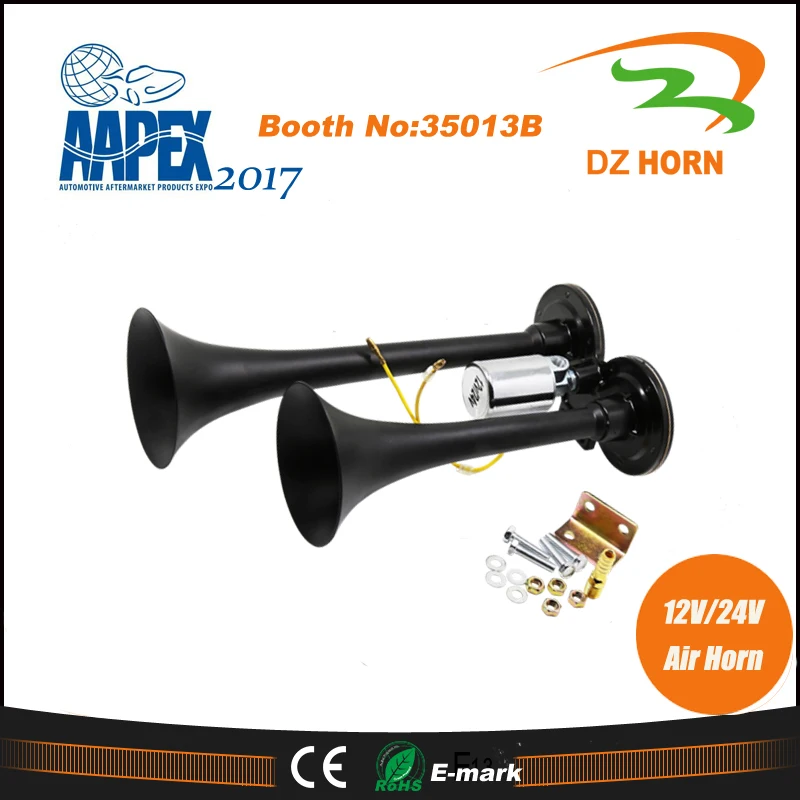 Super Loud Dual 12v/24v Universal Air Horn 135db 2 Trumpets & Full Kit