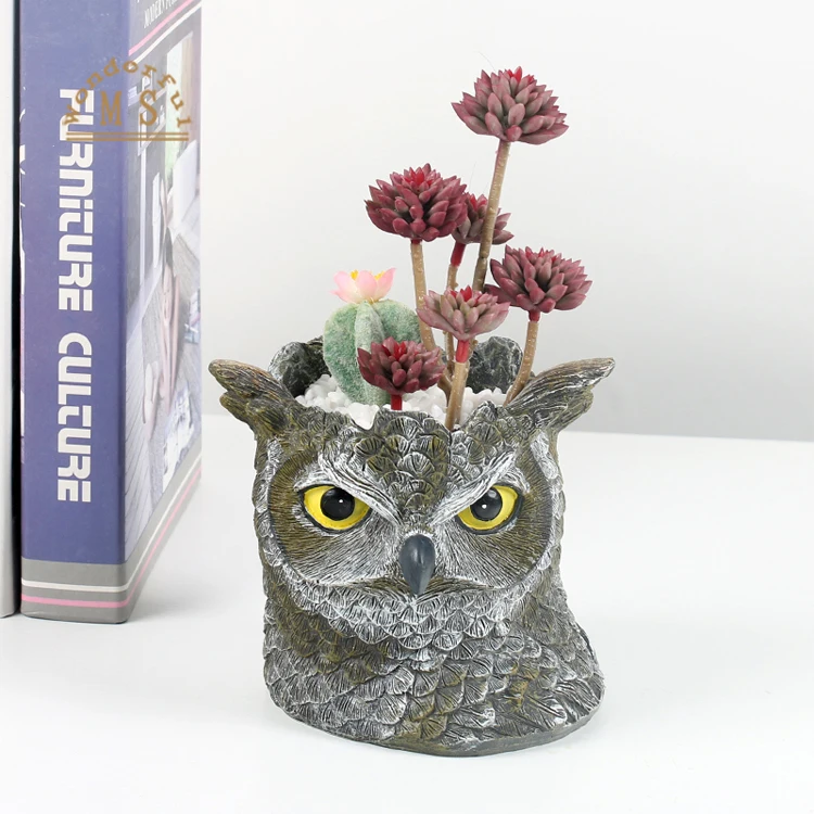 Resin succulent planter pot owl design,plastic indoor plantpot,modern flower pot for artificial flower and green plant