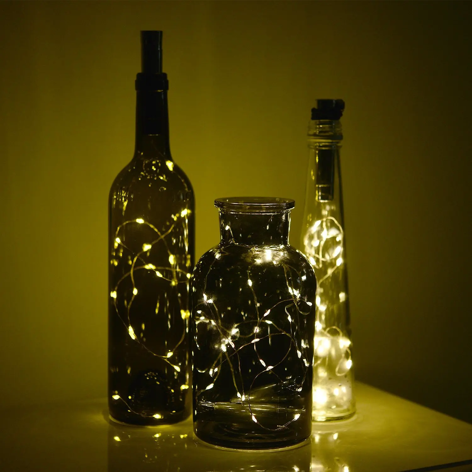 Battery Operated 15 Led 30 Inch Wine Bottle Multi-color Cork Light