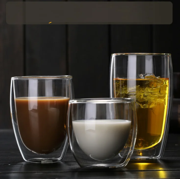 أكواب عصير البورسليكات فنجان قهوة زجاجي كوب زجاجي مزدوج الجدار زجاجة بيرة