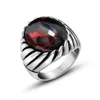 SJSA718 Alibaba Gold Supplier Titanium Steel Red/Black Agate Option Wholesale Ring