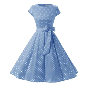 women's blue polka dot dress