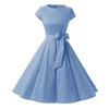Women's Polka Dot Casual Dress 1950s Vintage Retro Rockabilly Cheap Short Blue Dress