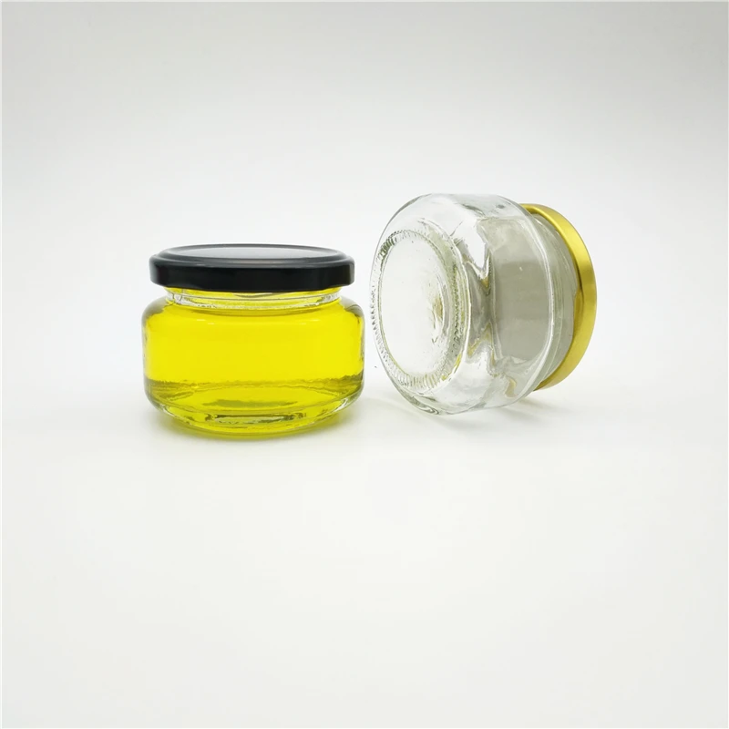 4oz 120ml empty flat round glass jar for Caviar jam canning with lids (2)