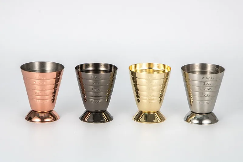 Jhmech Stainless Steel Custom Logo Measuring Shot Cup Ounce Metallic