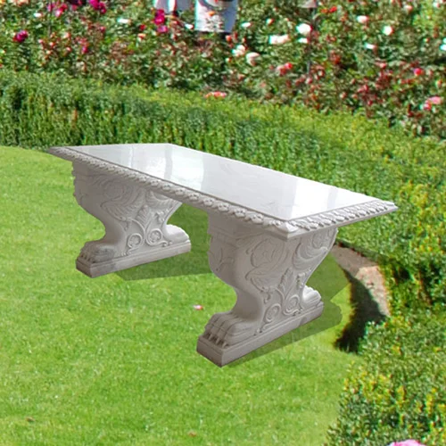 Western Central Park Bench Design With Dog Carving Marble Park