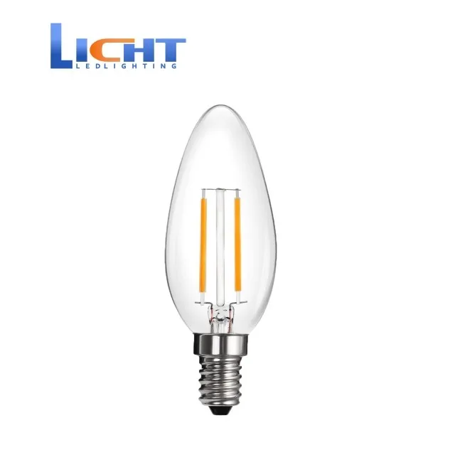 China supplier 4w high lumen 360 degree Filament Led  lamp 100lm/w  C37 C35 Candle led bulb 4w 6w 8w Glass E14 led light