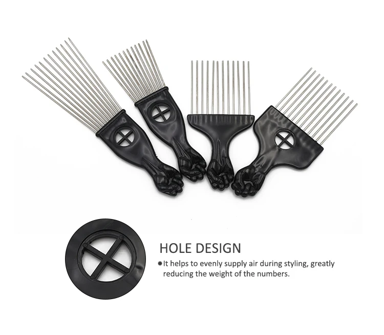 New Arrival Anti-static Afro Hair Styling Fist Metal Fork Flat Comb ...