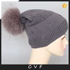 Fashion broken hole pile hats high quality fur bobble crochet beanies
